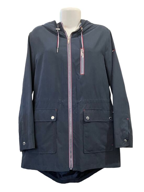Tommy Hilfiger Jackets & Blazers - Tommy Hilfiger Women's Navy Full Zip Storm Jacket w/ Hood Pockets | Size L EUC